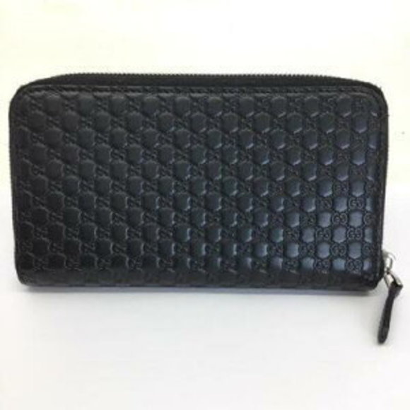Gucci Zip Wallet Black Micro Shimmer Long Leather - Picture 2 of 7